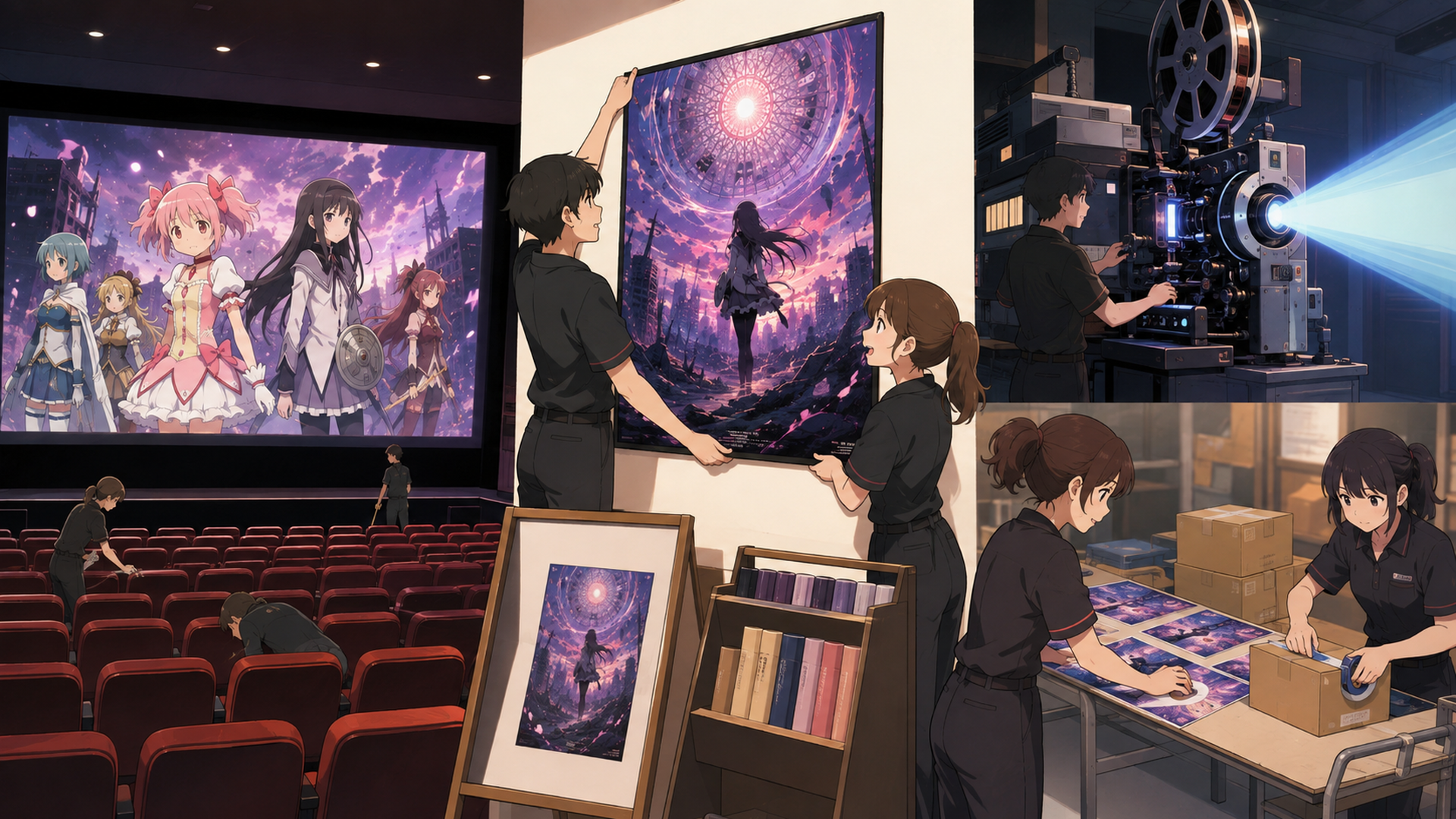 まどマギ映画の公開準備をイメージした画像